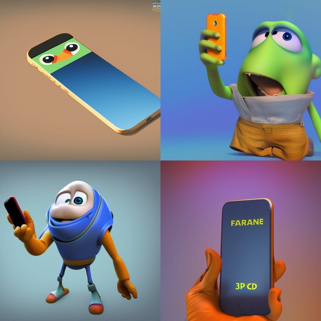 Smartphone as Pixar-Style 3D Digital Art
