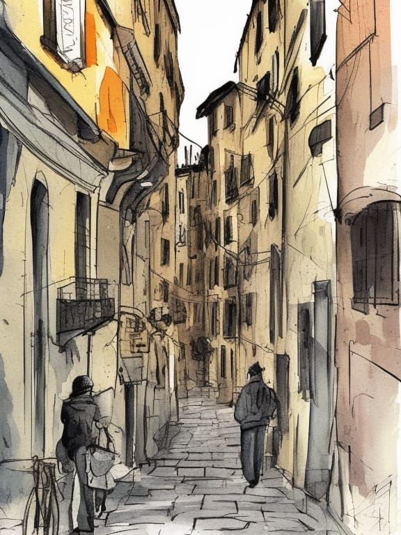 Italian street scene.
