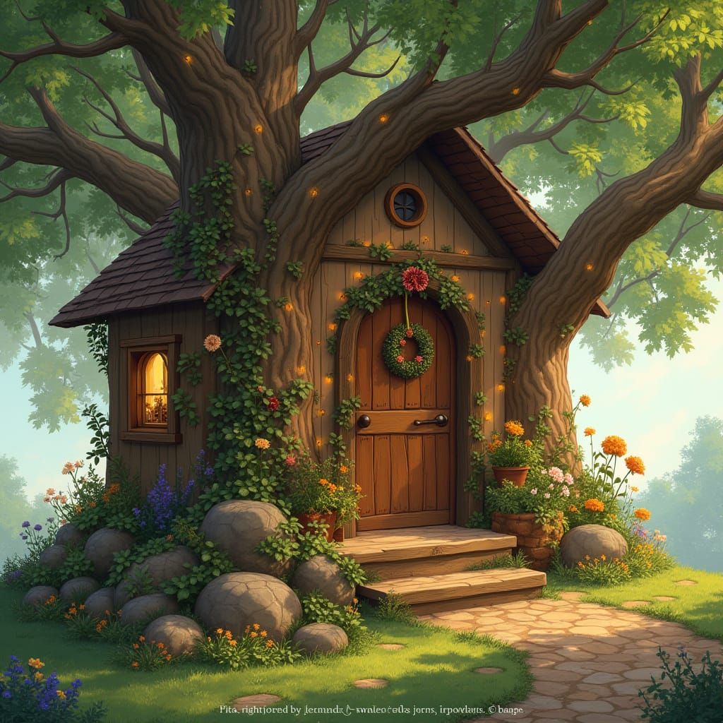 Cozy Treehouse Sanctuary in Whimsical Woodland