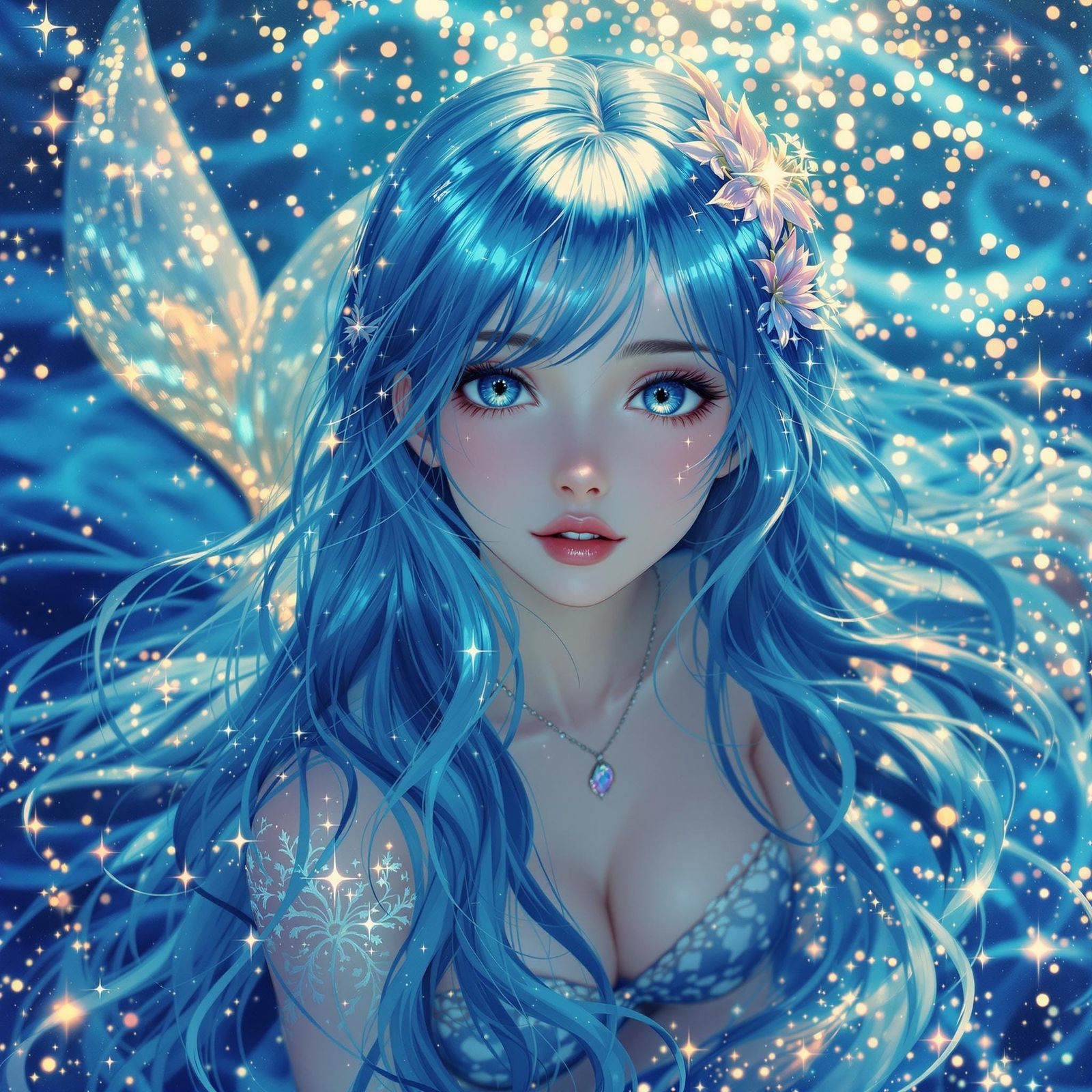 Mystical Mermaid in Dreamy Oceanic Scene