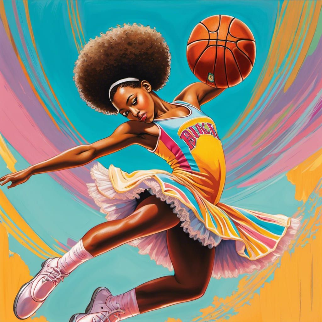 Basketball Ballerina in Pop Art Style