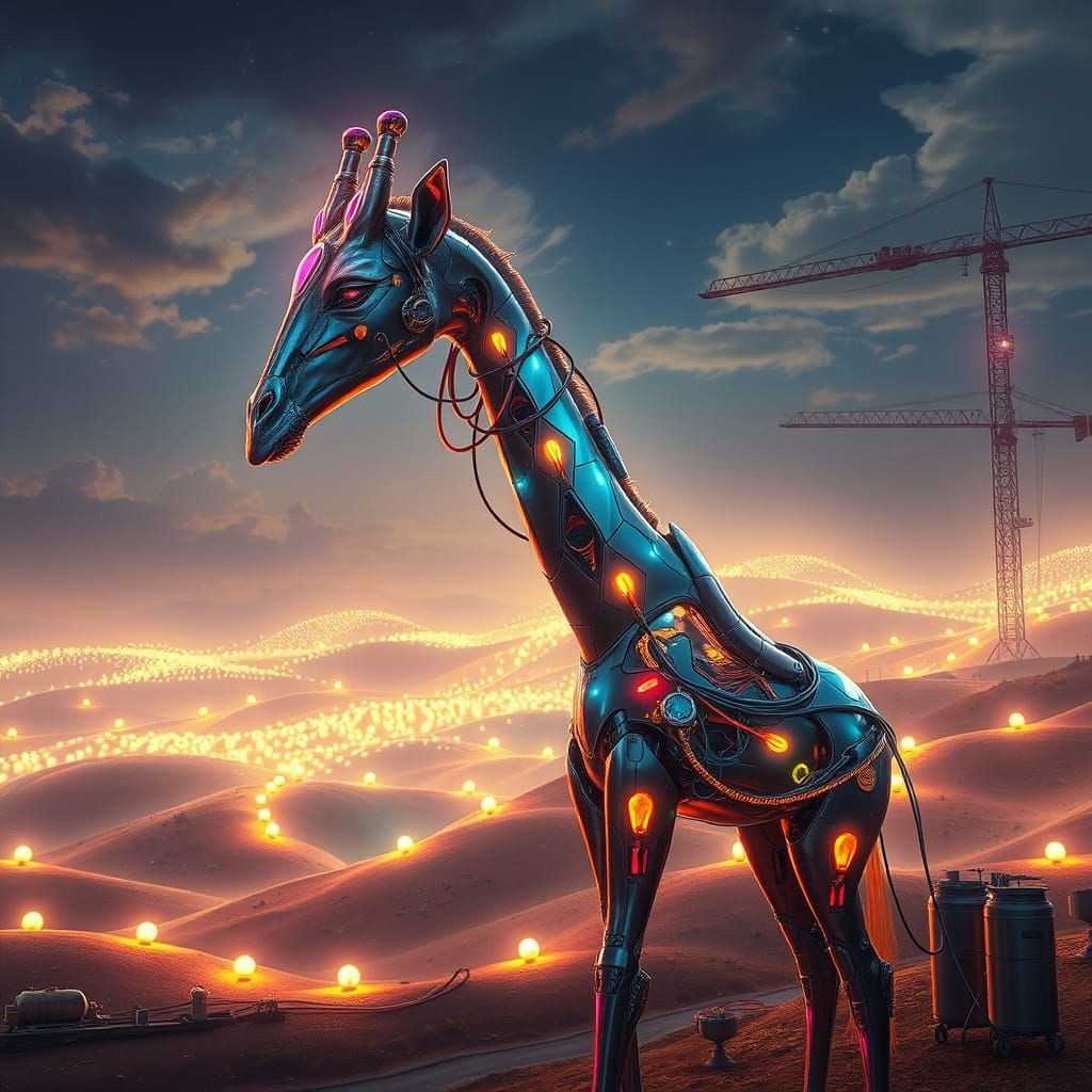 Futuristic Electronic Giraffe Building Surreal Construction ...