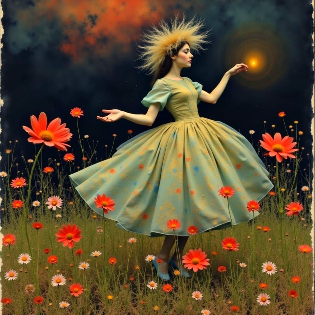 Baroque Whimsical Cats Dancing in Vibrant Colors