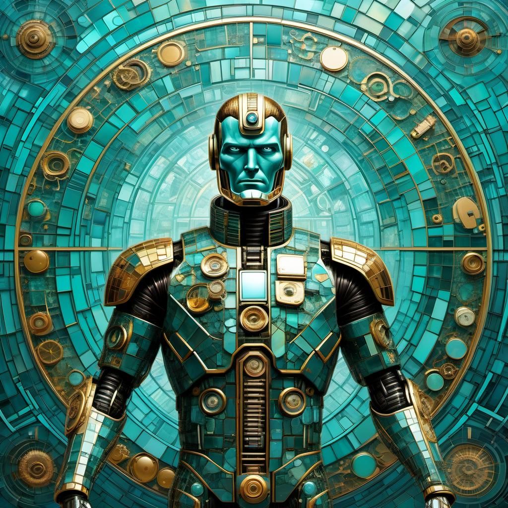 Futuristic Biomechanical Humanoid in Cyberpunk City