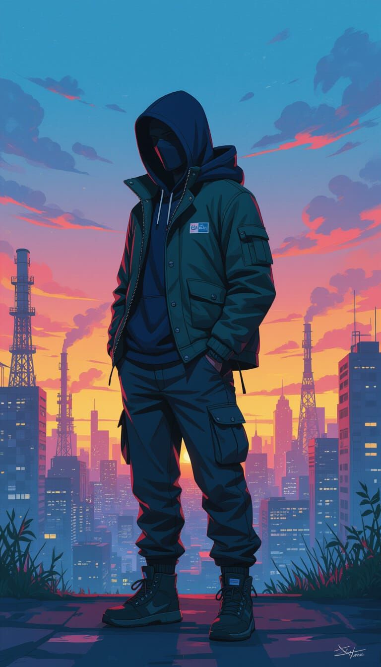 Vibrant Cityscape at Dawn in Digital Painting Style