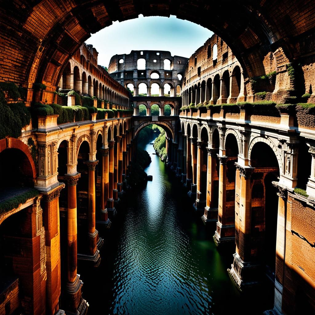 Ancient Roman Aqueduct in Hyperrealistic Photography