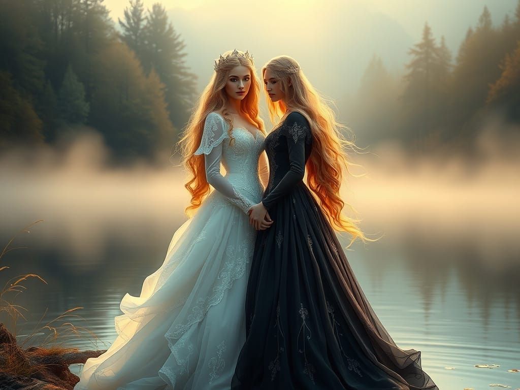 Ethereal Swan Princesses in Fantasy Medieval Setting