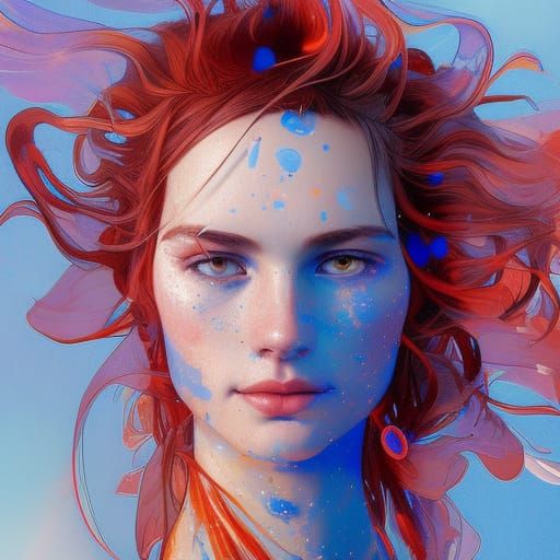 Luminous Portrait in Stream, Hyperdetailed Digital Art