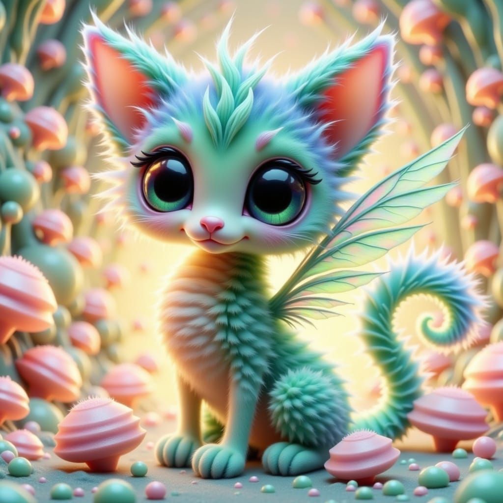 Sugar Sculpted Cat in Whimsical Manga Style