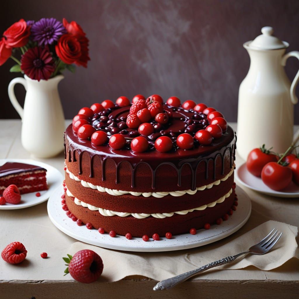 Vibrant Red Dessert Still Life