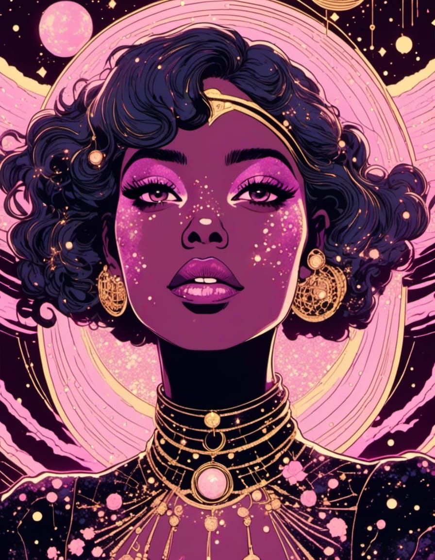 Marbled Portrait in Retro Comic Pop Art Style