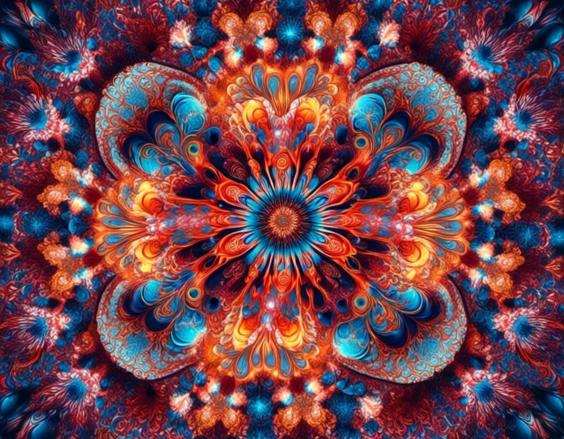 Fractal God with Dancing Jinn in Maximalist Style