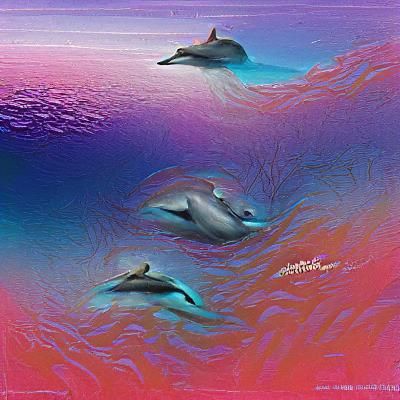 Dolphins Swimming in the Deep Ocean