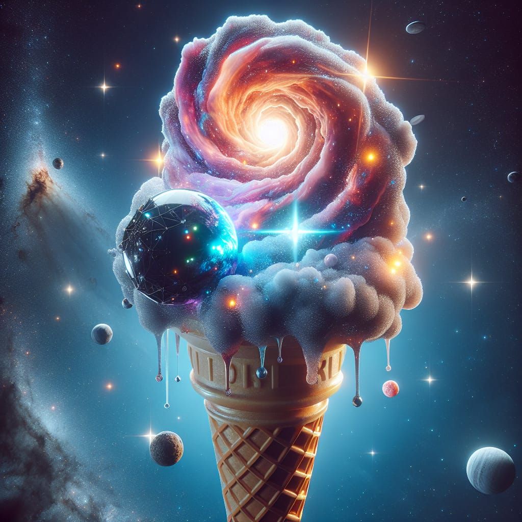 Cosmic Ice Cream Cone in Swirling Nebula