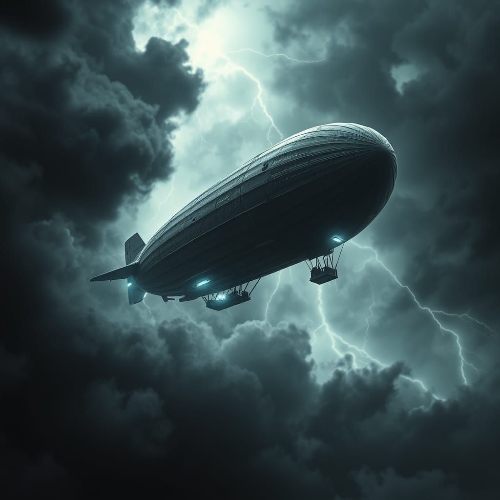 Zeppelin Airship Emerges from Stormy Clouds in a Haunting, S...