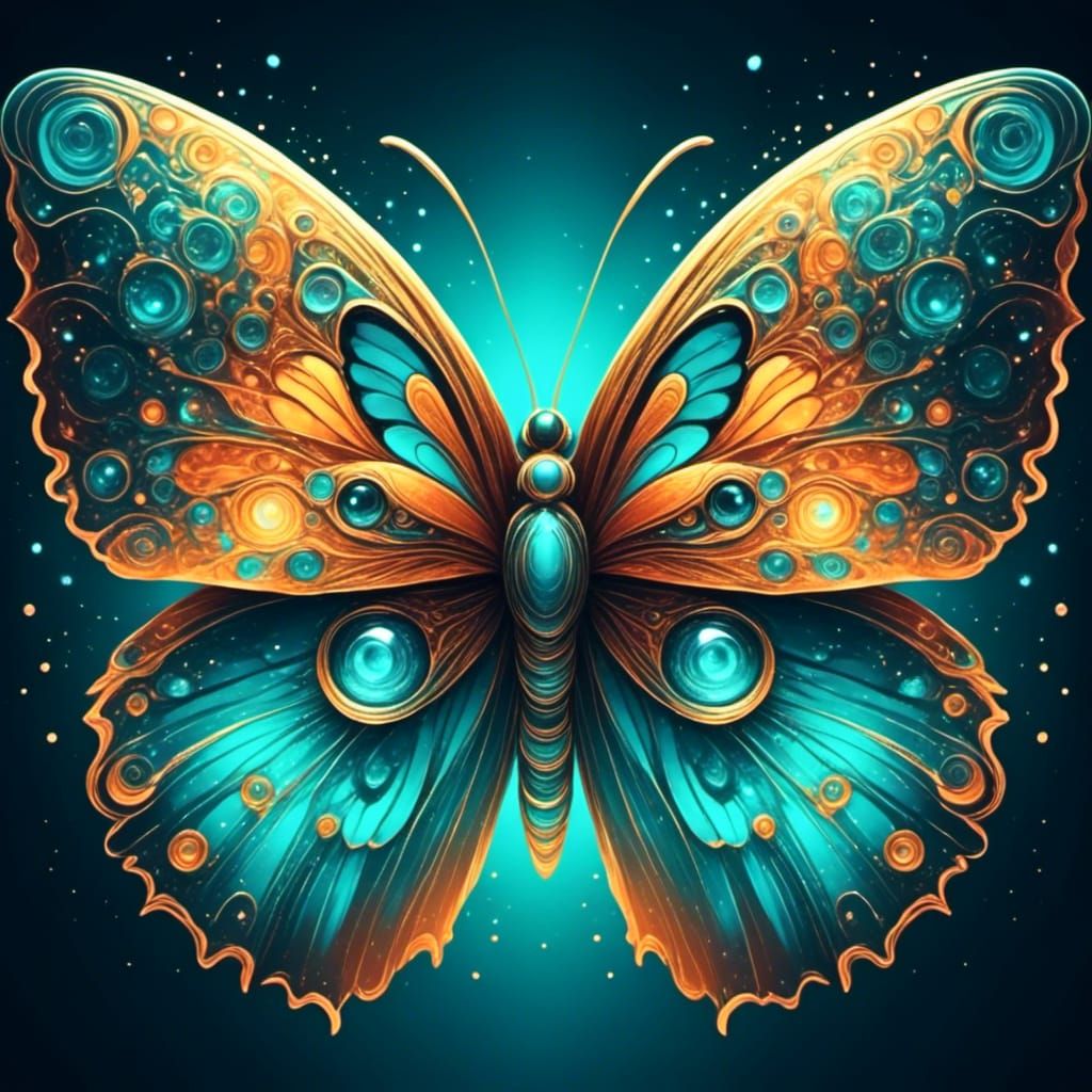 Colorful Symmetrical Butterfly with Intricate Wings