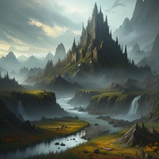 Fantastical Wasteland: Detailed Matte Painting in 8K