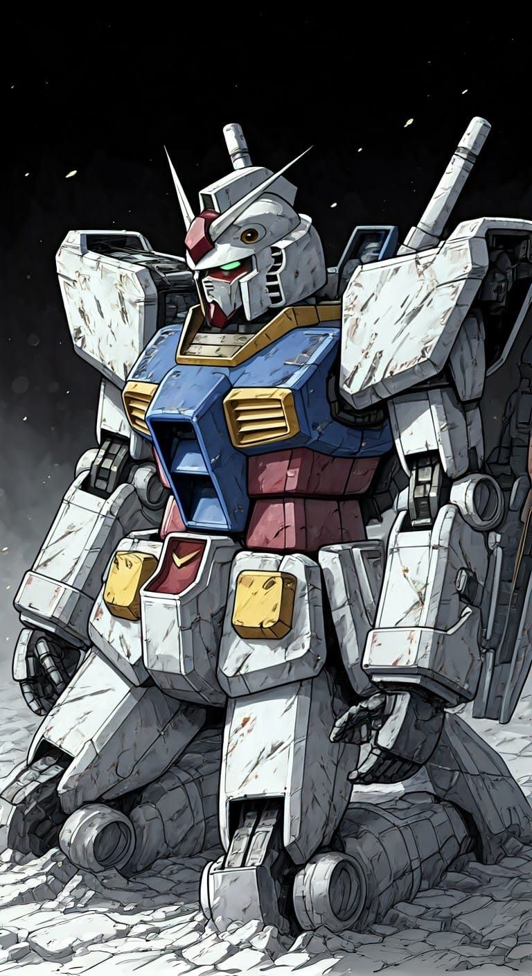 Pilot Emerges from Gundam in a Detailed Ink Drawing Concept ...