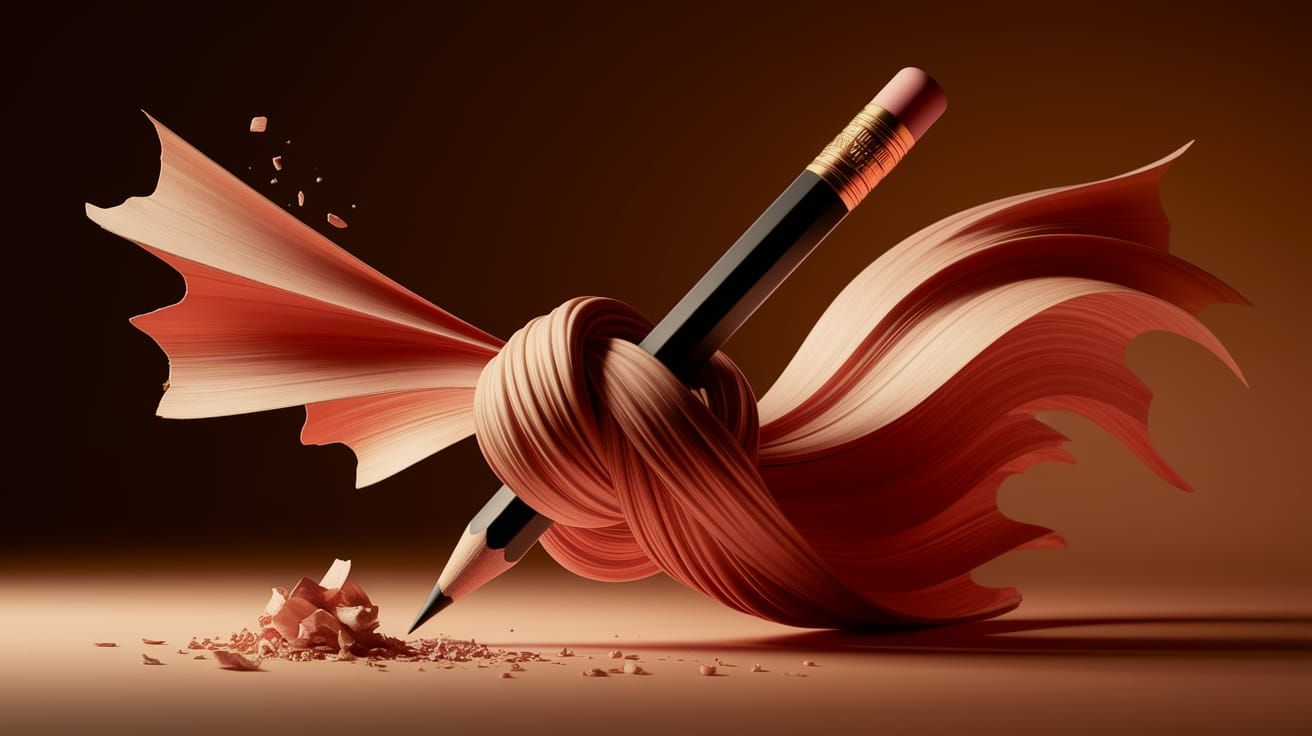 Surreal Twisted Pencil Knot Floating in Warm Light