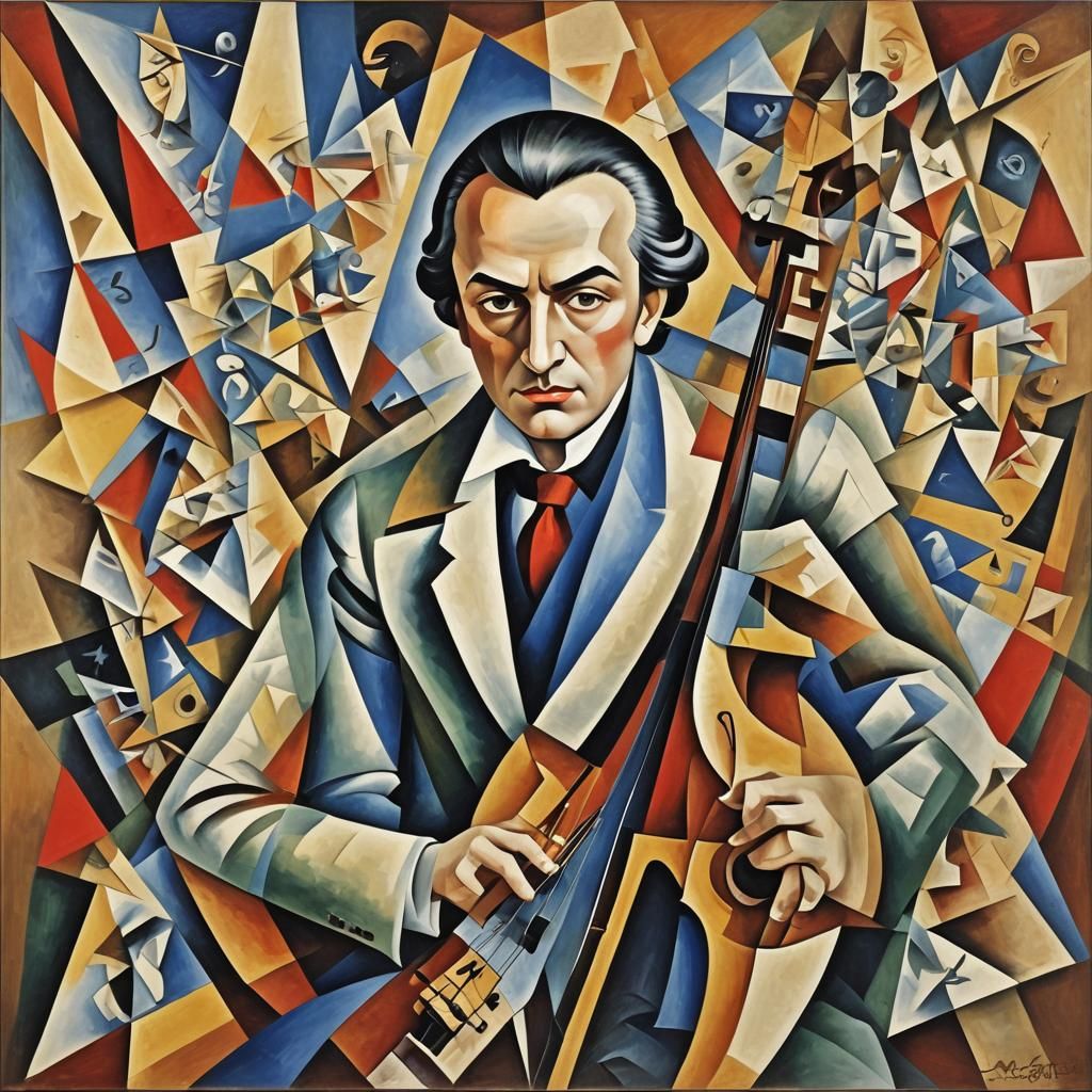 Mozart in Abstract Cubism Style