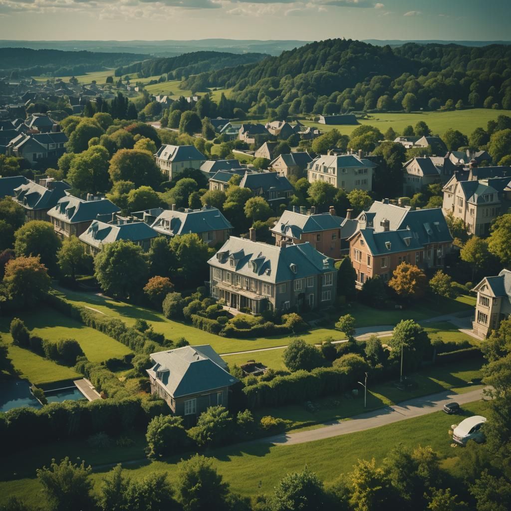 Nature Bordered by Technology and Mansions