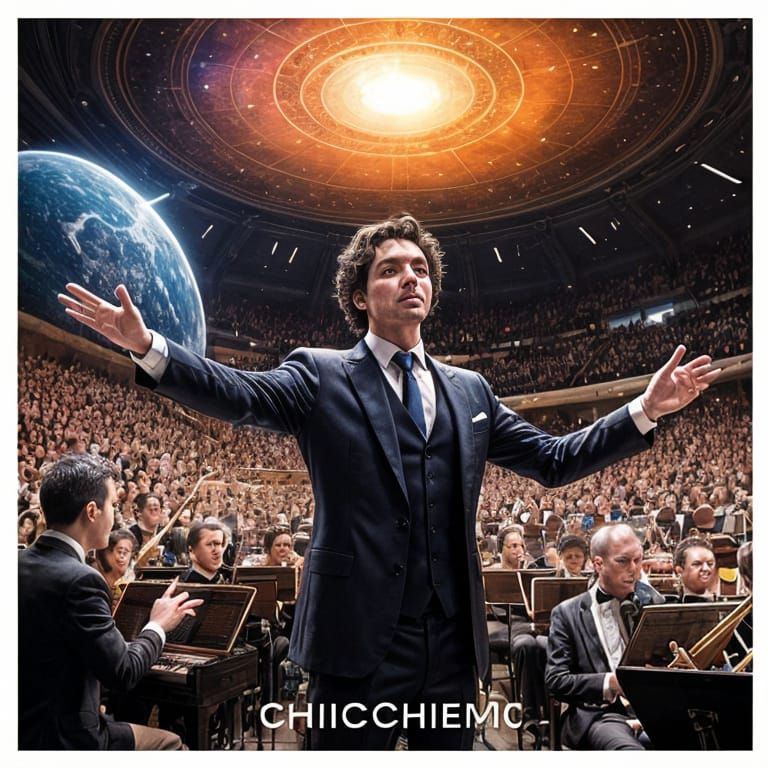 Vibrant Cosmic Orchestra Directed by Male Maestro