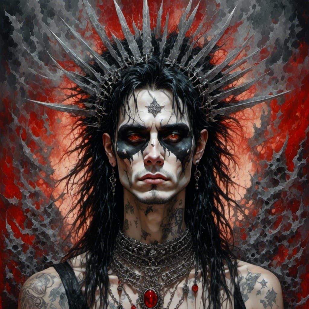 Luminous Punk Portrait with Spiked Jewelry