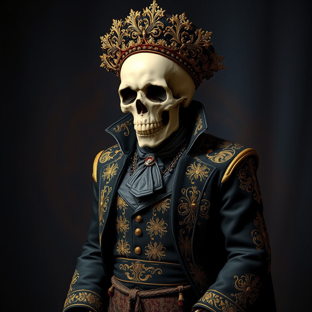 Ornate Skull in Dress Coat, Fantasy Art