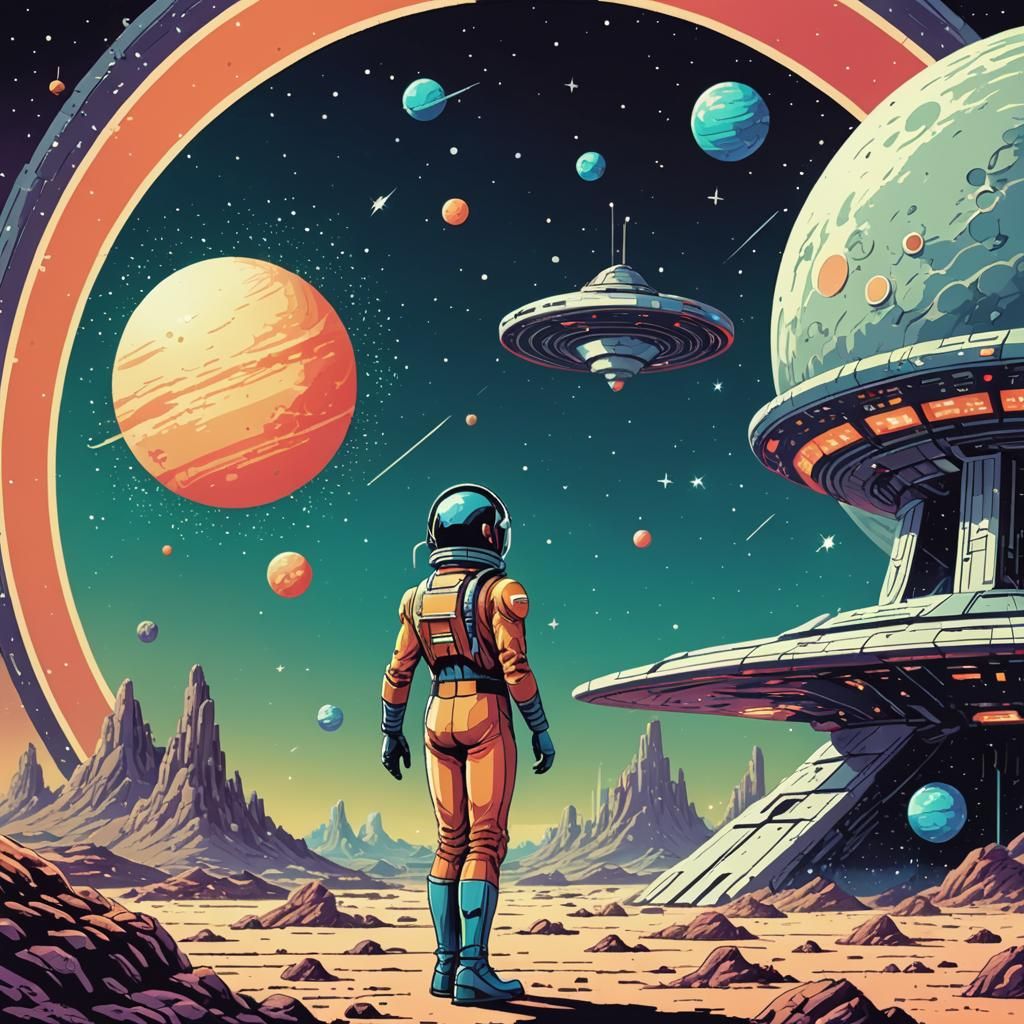 Retro space sci-fi pixel art