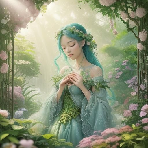 Magical Girl Transformation in Lush Garden