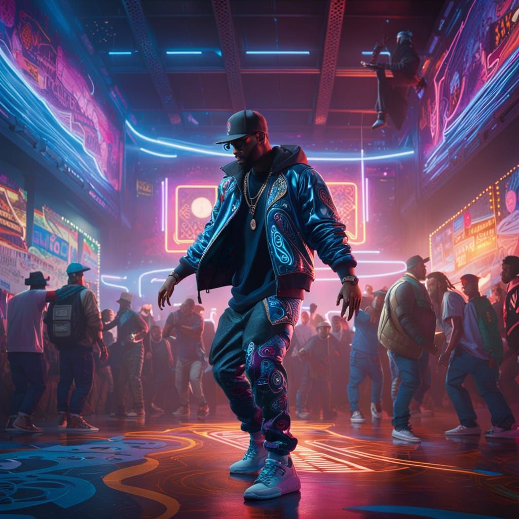 Detailed Hip Hop Dancer in Graffiti Club