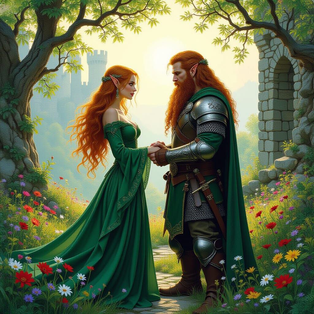 Wood Elf and Dwarf Wedding in High Fantasy Style