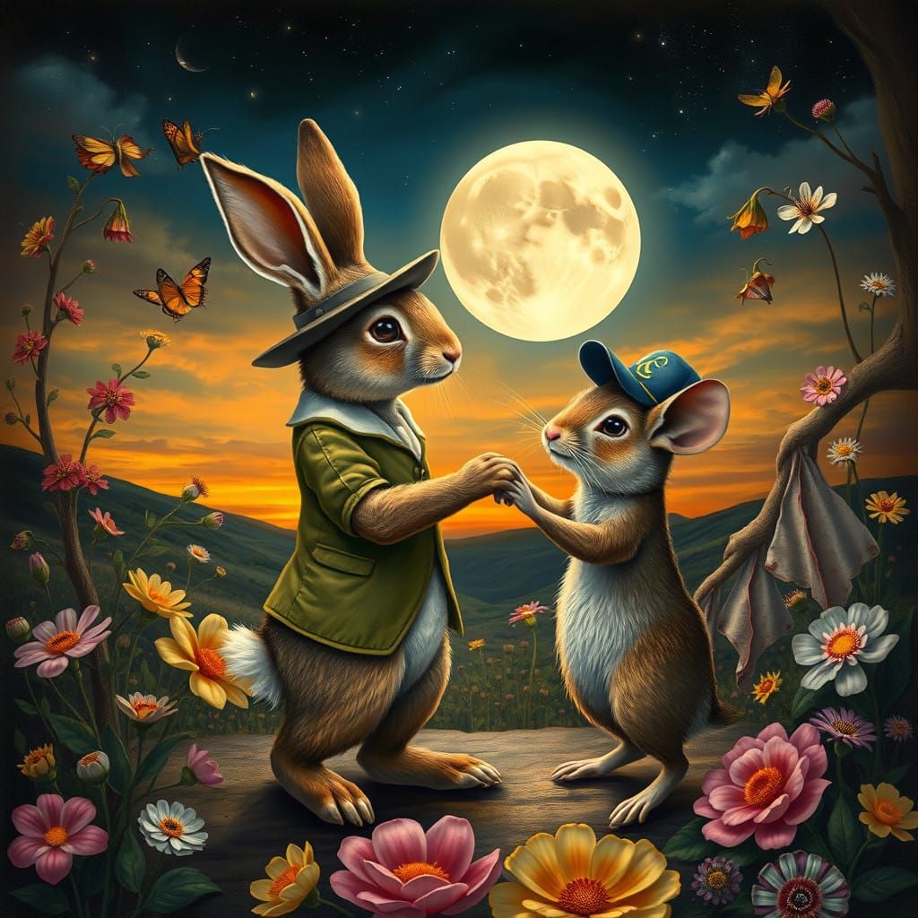 Fantastical Creatures Dance Under the Full Moon