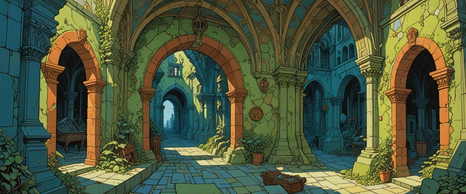 Goblin in Abandoned Passageway: Whimsical Fantasy Art
