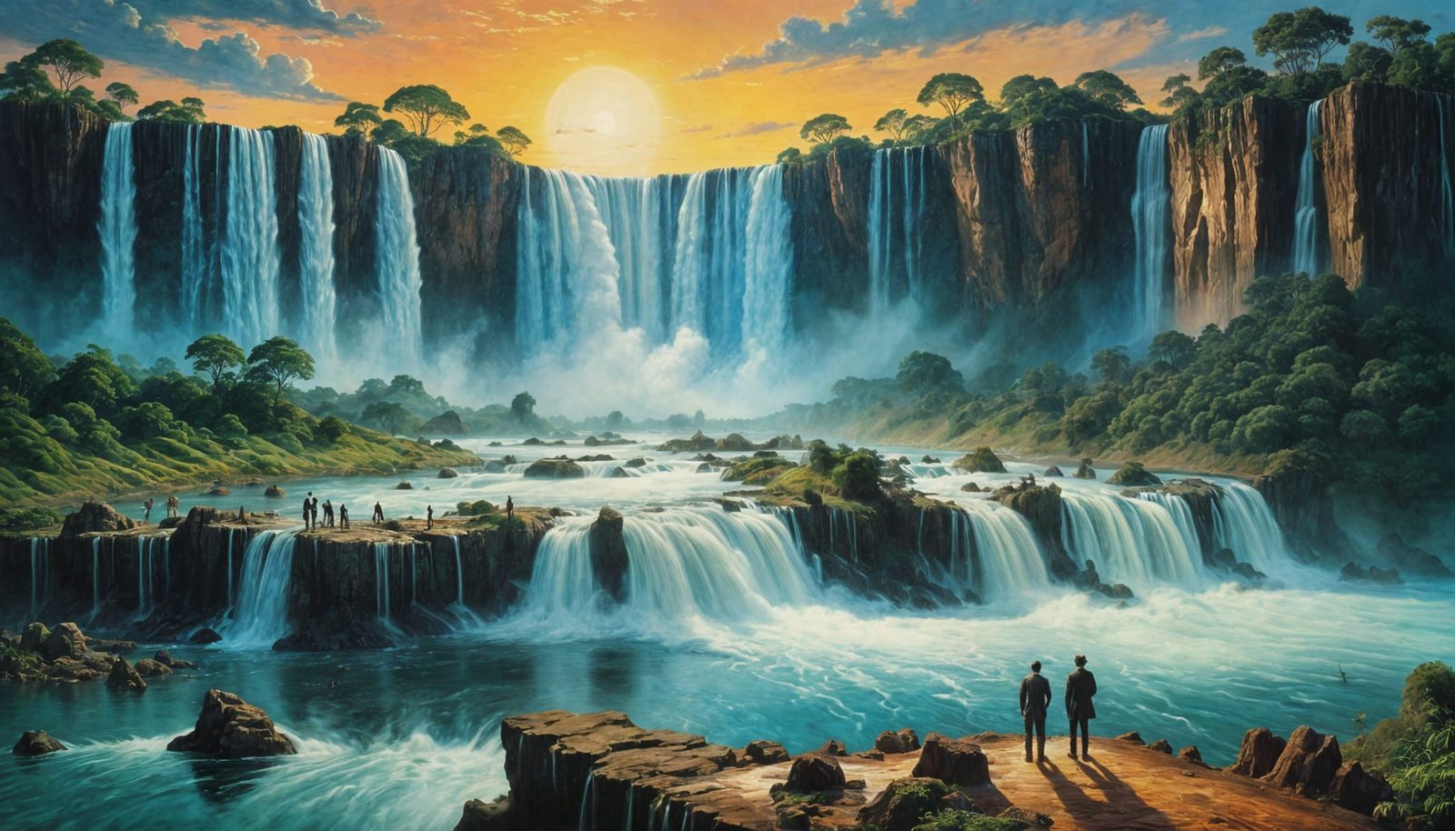 Surreal Iguazu Falls in Expressionist Oil Painting Style