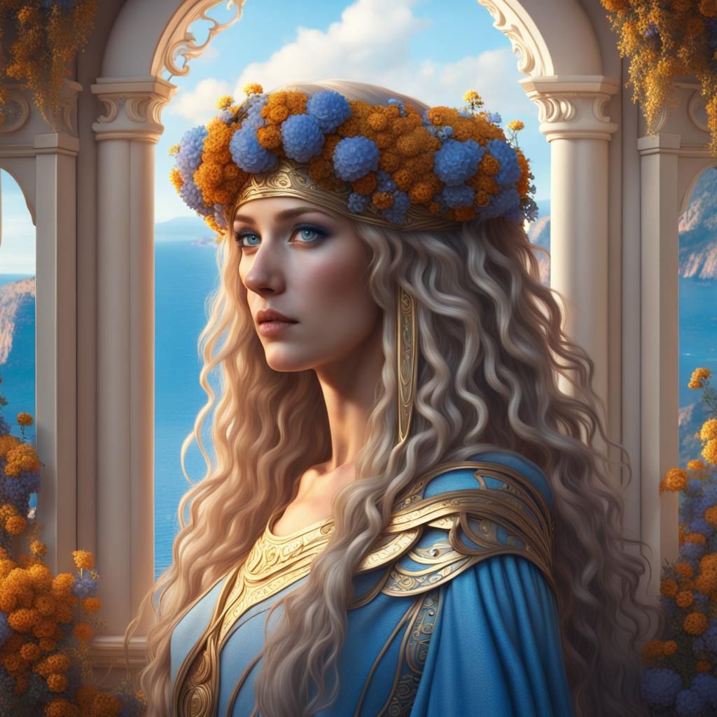 Athena in Klimt Style with Morning Light