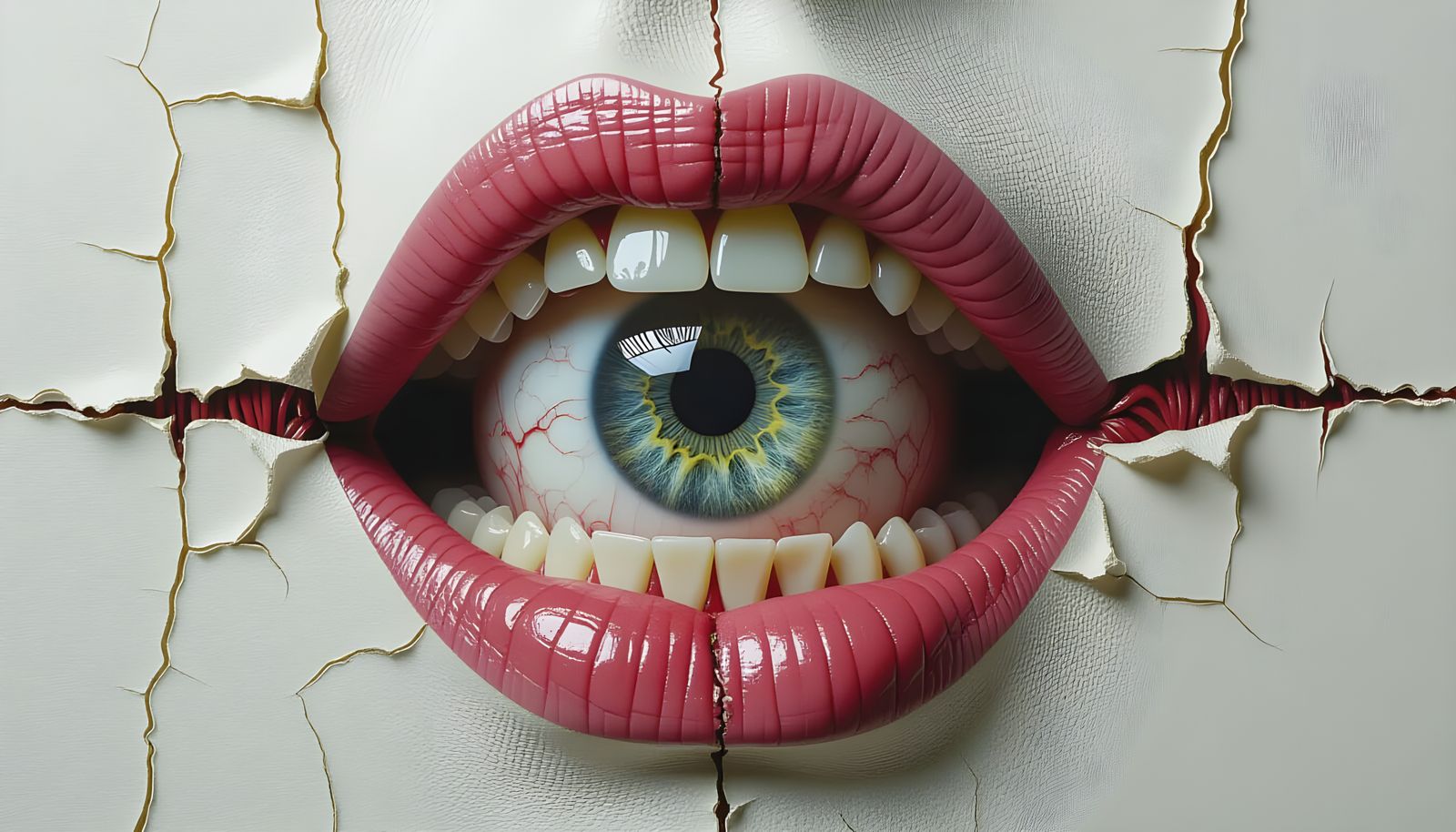 Anatomical Dissection of Mechanical Mouth on Canvas