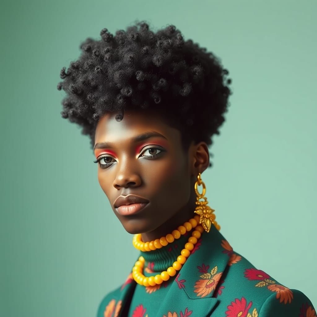 Afro Model Editorial Portrait in Fashion Photography Style