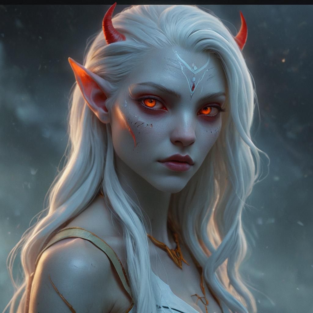 Albino Na'vi Woman Concept Art in 8k