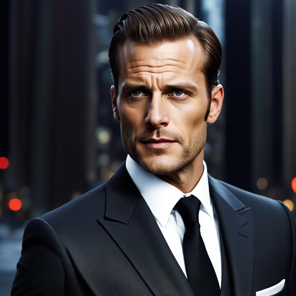 Vampire Baron: Ultrarealistic Portrait in Black Suit