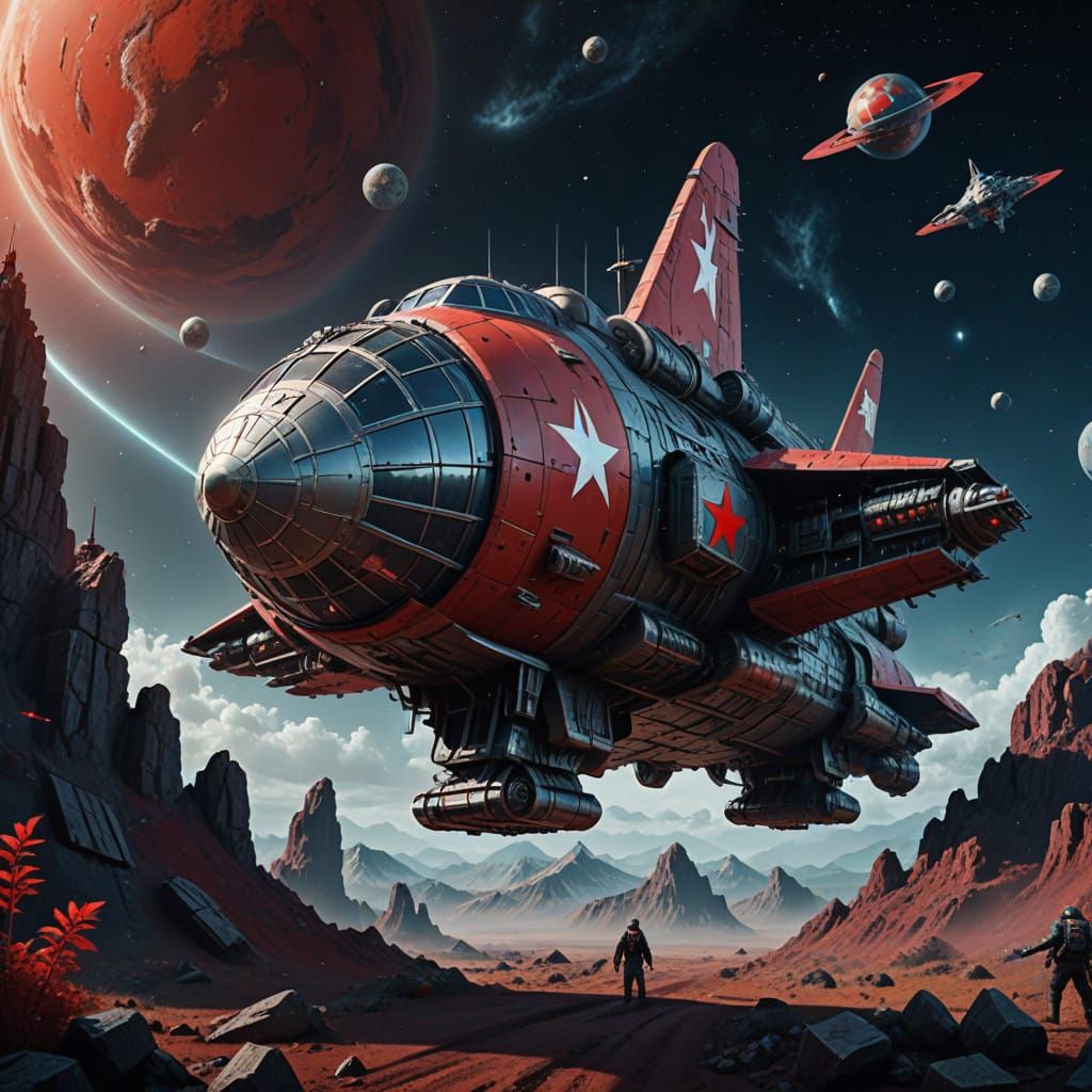 Red Star Russian Spacecraft in Futuristic Glory