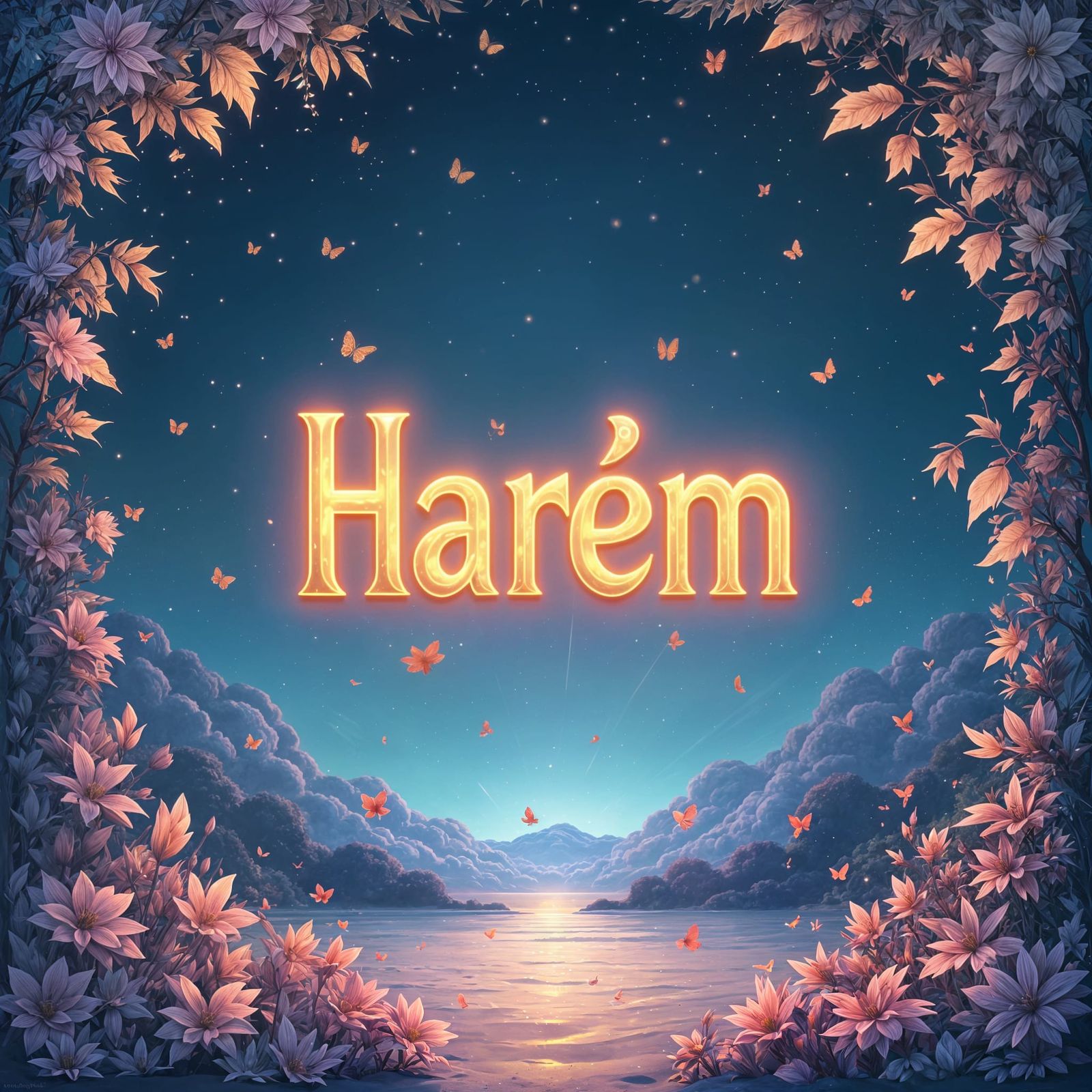 Elegant Fantasy Harem Background in Cartoon Style