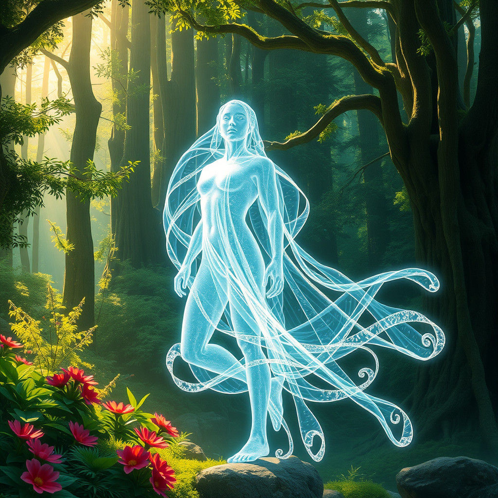 Luminous Norse Sorceress in Enchanted Forest