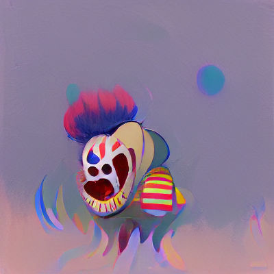 Disturbing Clown with Exaggerated Features