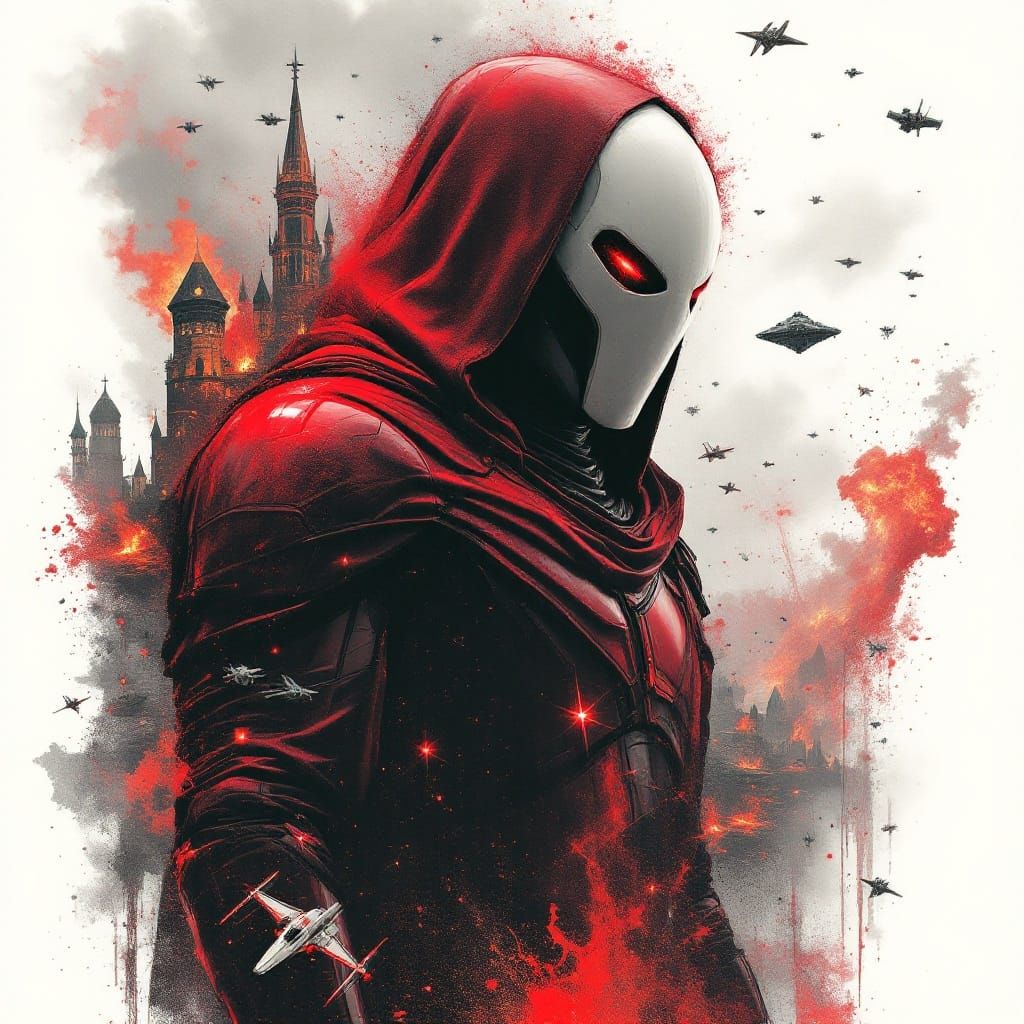 Cyberpunk Sith Lord Amidst Galactic Chaos