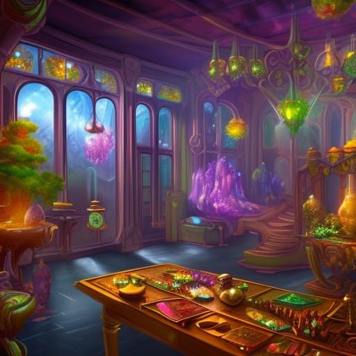 Magical Gemstone Trinkets in Crystal Shop: Detailed Matte Pa...