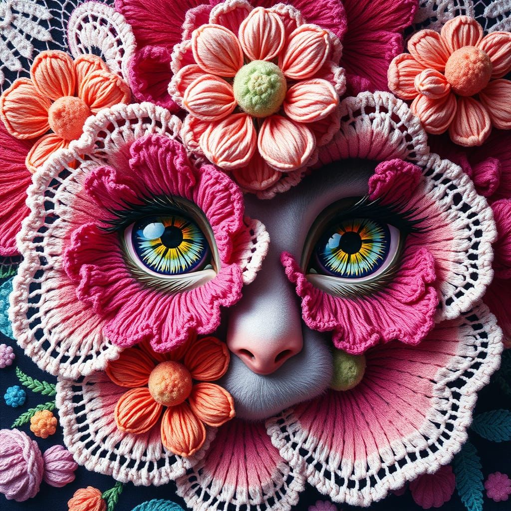 Surreal Floral Masterpiece in Vibrant Colors and Intricate D...