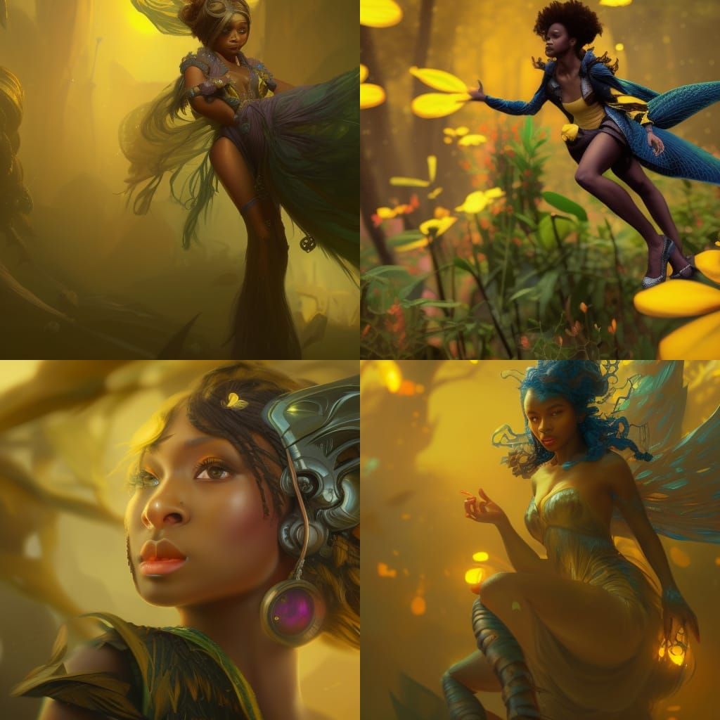 Bumble Bee Fairy Portrait in Detailed Digital Painting