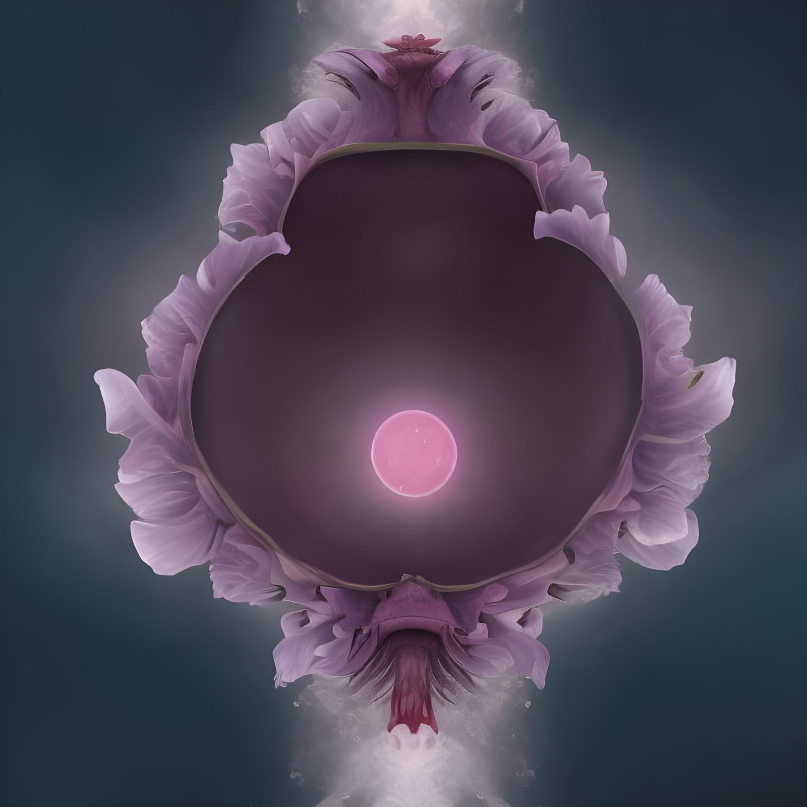 Symmetrical Yoni Creature in High Fantasy Landscape