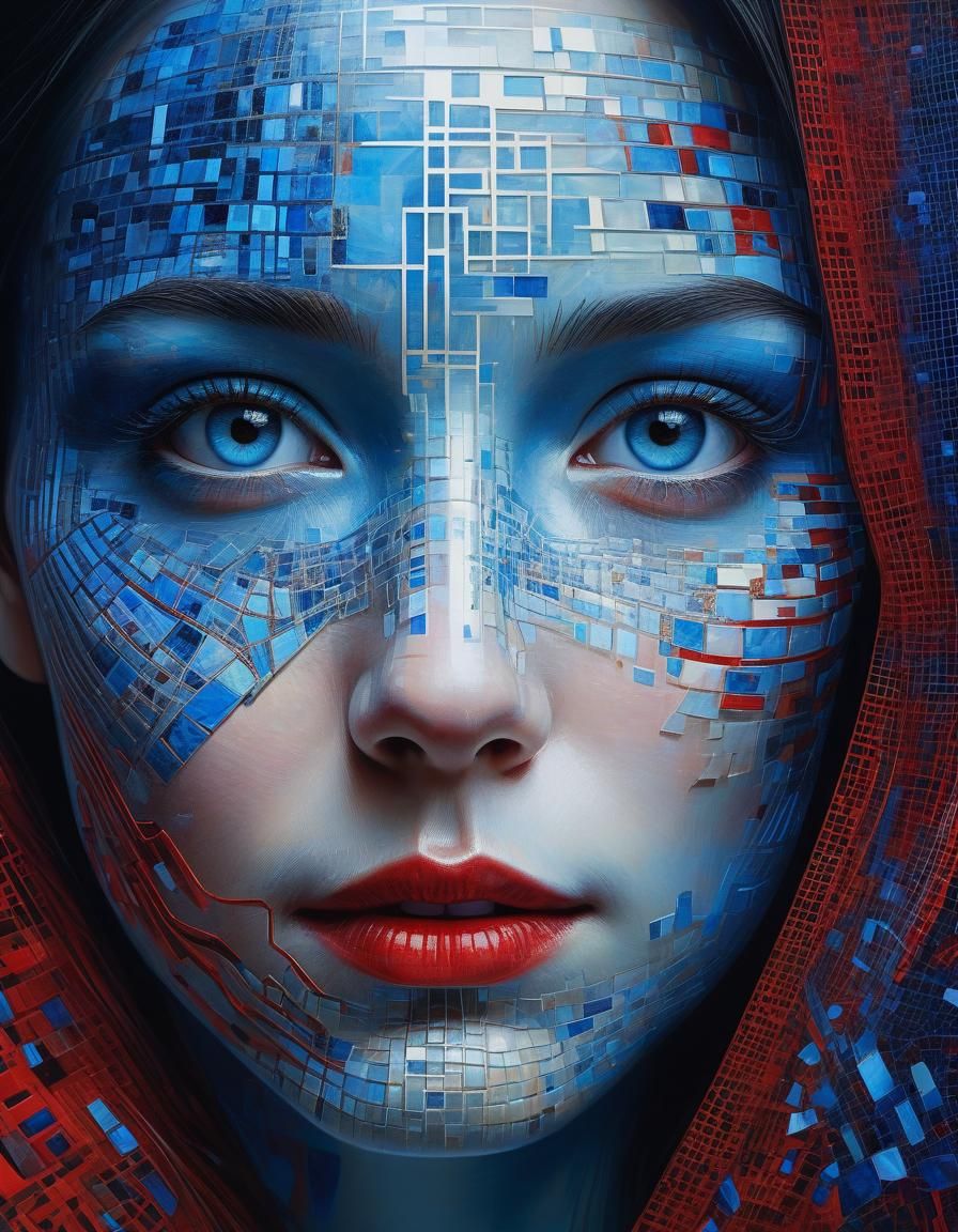 Digital Woman: Enigmatic Dark Fantasy Portrait